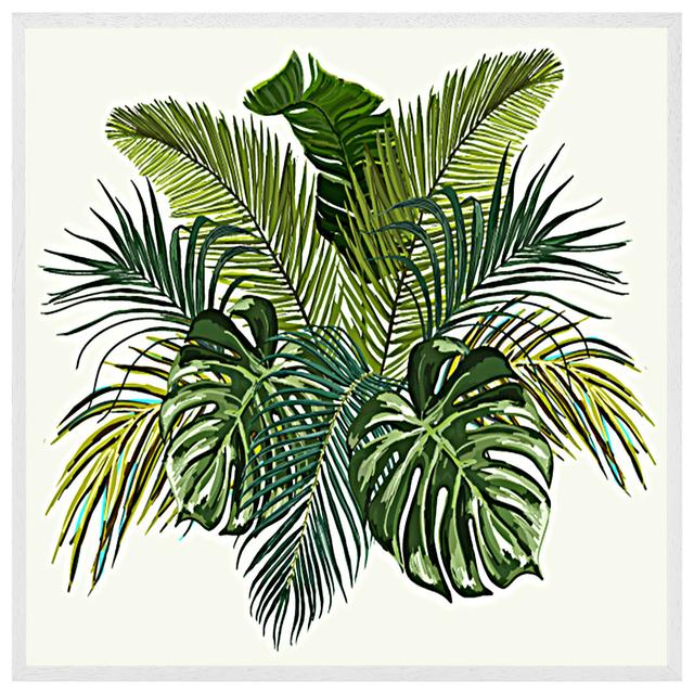 Croaghbeg Green Tropical Foliage - Single Picture Frame Art Prints Bay Isle Home Size: 76cm H x 76cm W x 4cm D, Frame Colour: White Framed on Productcaster.