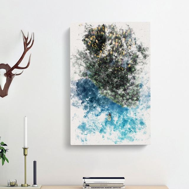 Forest by the Lake - Wrapped Canvas Painting Print East Urban Home Size: 76cm H x 50cm W x 3cm D on Productcaster.