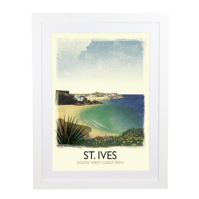 St. Ives West Coast Path - Graphic Art Print on Paper George Oliver Frame Options: White, Size: 54cm H x 44cm W x 2.2cm D on Productcaster.