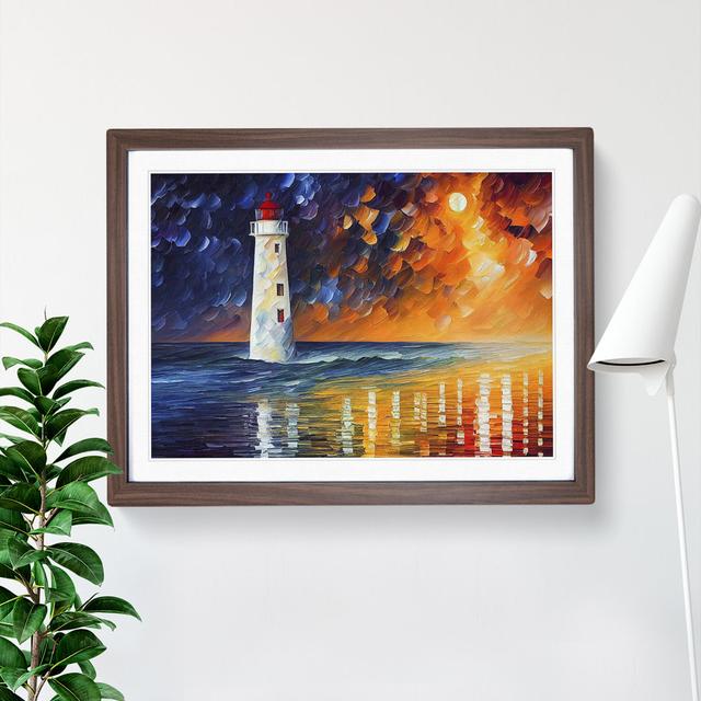 Colourful Lighthouse Vol.4 - Painting Breakwater Bay Frame Colour: Walnut Framed, Size: 46cm H x 64cm W x 2cm D on Productcaster.