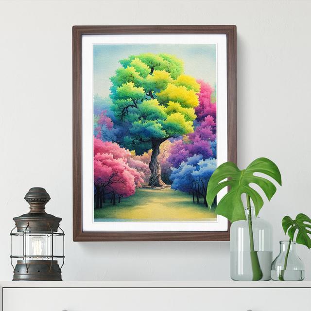 Watercolour Trees - Picture Frame Painting Marlow Home Co. Size: 46cm H x 34cm W x 2cm D, Frame Colour: Walnut on Productcaster.