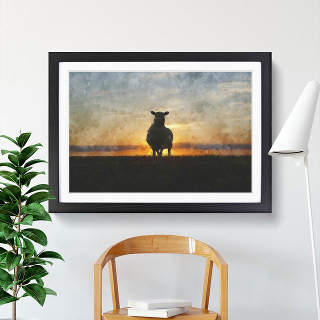 Sunset and Sheep - Picture Frame Painting East Urban Home Frame Option: Black Framed, Size: 27cm H x 36cm W x 2cm D on Productcaster.