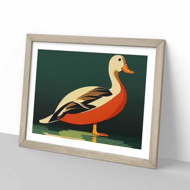 Art Deco Duck - Picture Frame Graphic Art Brambly Cottage Frame Colour: Beige, Size: 46cm H x 64cm W on Productcaster.