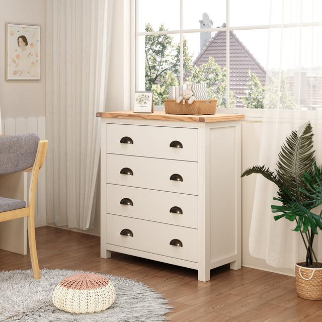 4 Drawer 90Cm W Solid Wood Chest of Drawers Brambly Cottage on Productcaster.