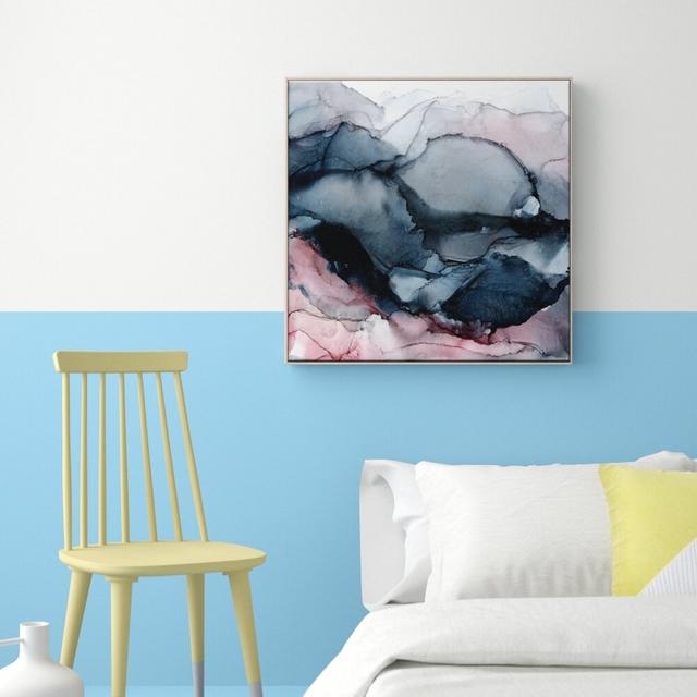 'Midnight Mountains' by Fern Siebler Painting on Canvas Metro Lane Format: Timber Floater Frame, Size: 77.5 cm H x 77.5 cm W x 4 cm D on Productcaster.