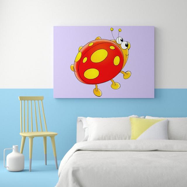 Cartoon Ladybug Childrens - Wrapped Canvas Graphic Art Print East Urban Home Size: 101.6 cm H x 142.2 cm W on Productcaster.