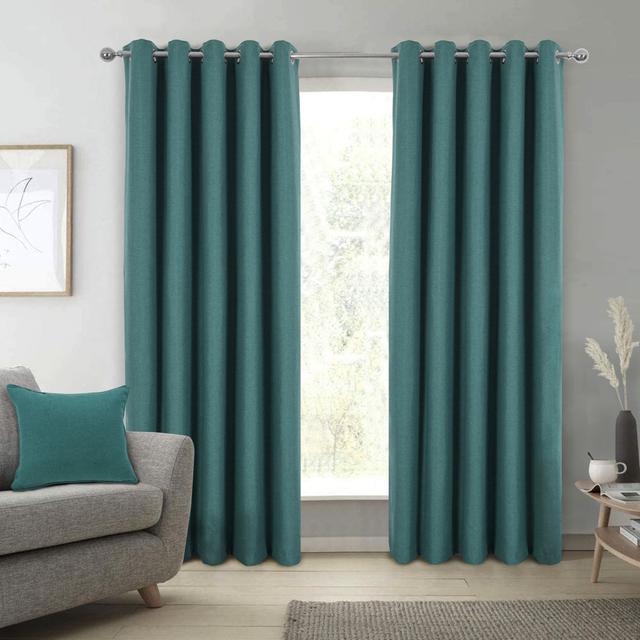 Altynai Eyelet Blackout Curtain Eyelet Blackout Curtain Symple Stuff Colour: Teal, Panel Size: 165 W x 137 D cm on Productcaster.