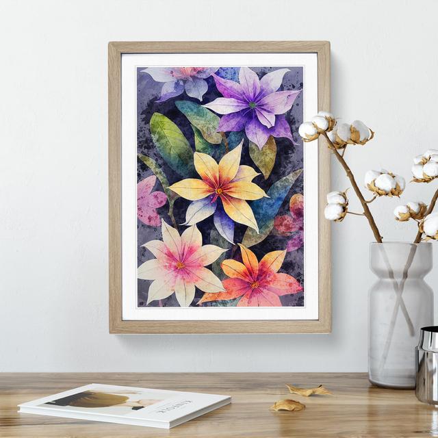 Flowers in Watercolour No.5 - Picture Frame Graphic Art Marlow Home Co. Frame Colour: Oak, Size: 64cm H x 46cm W x 2cm D on Productcaster.