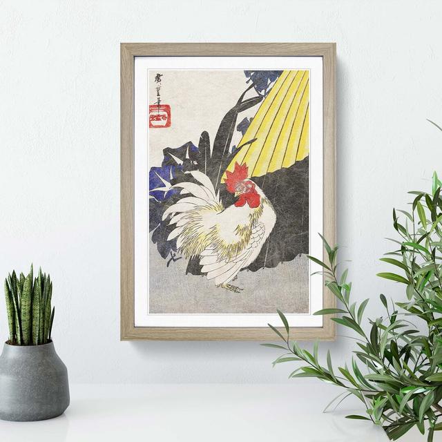 Rooster by Utagawa Hiroshige - Picture Frame Graphic Art Print East Urban Home Size: 76cm H x 50cm W x 2cm D, Frame Option: Oak on Productcaster.