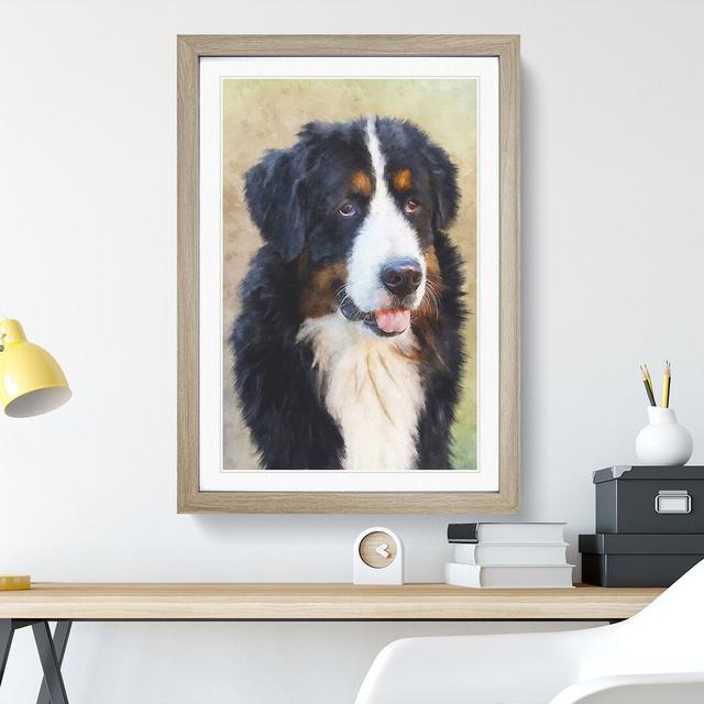 Bermese Mountain Dog - Picture Frame Painting East Urban Home Size: 36cm H x 27cm W x 2cm D, Frame Option: Oak Framed on Productcaster.