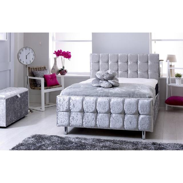 Macie Upholstered Sleigh Bed Mercer41 Colour: Silver, Size: Kingsize (5') on Productcaster.