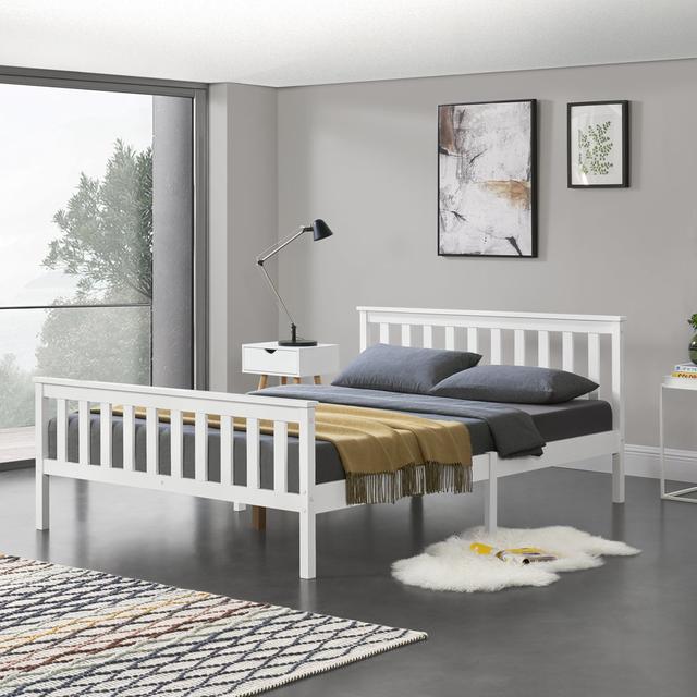 Auriga Bed Frame Marlow Home Co. Colour: White, Size: 160 x 200cm on Productcaster.