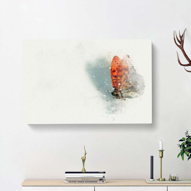 Orange Butterfly On A Thistle In Abstract - Wrapped Canvas Print East Urban Home Size: 35cm H x 50cm W x 3cm D on Productcaster.