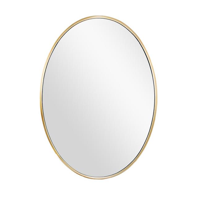 Tomaso Oval Metal Framed Full Length Mirror Fairmont Park Finish: Satin Brass on Productcaster.