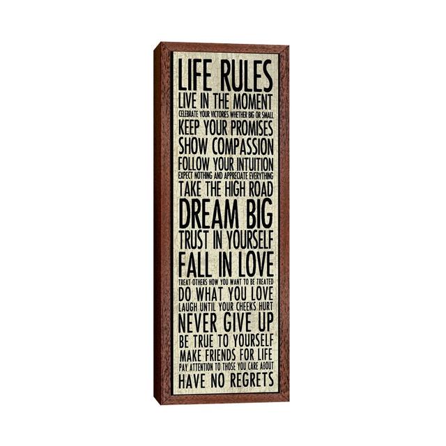 Life Rules by Erin Clark - Wrapped Canvas Panoramic Print Williston Forge Size: 182.88cm H x 60.96cm W x 3.81cm D, Frame Option: Brown Framed on Productcaster.