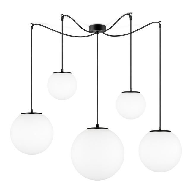 Tsuki Mix 5 -Light Globe Pendant Sotto Luce Finish: Black on Productcaster.