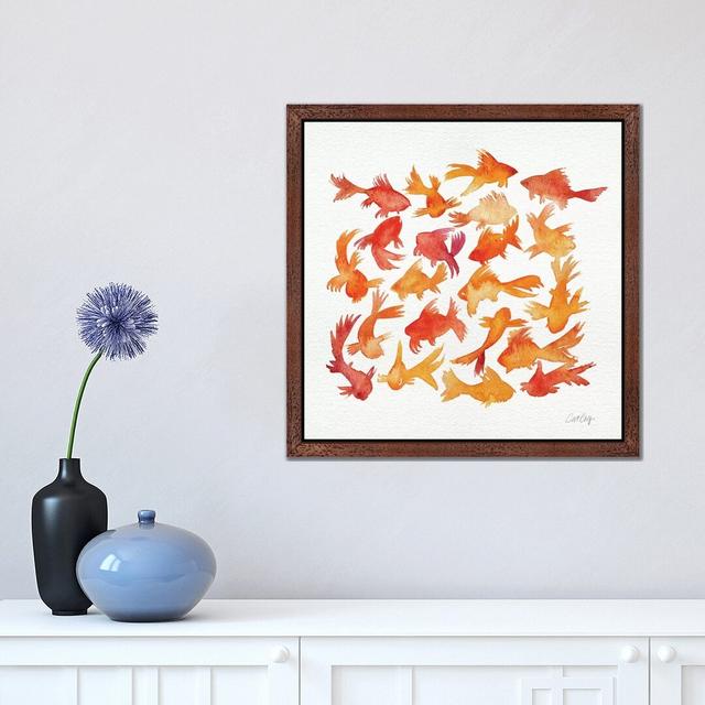 Goldfish by Cat Coquillette - Wrapped Canvas Print East Urban Home Size: 93.98cm H x 93.98cm W x 3.81cm D, Frame Option: Brown Framed on Productcaster.