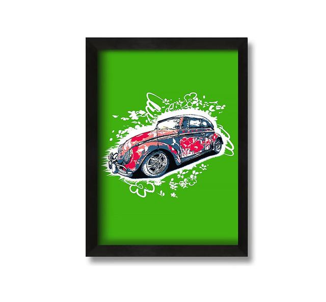 Vw Beetle Flower Power Green - Picture Frame Graphic Art on Canvas Ebern Designs on Productcaster.