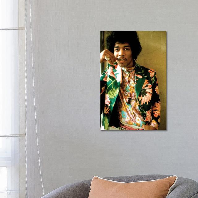 Jimi Hendrix Colored Floral Jacket I by Radio Days - Wrapped Canvas Gallery-Wrapped Canvas Giclée ClassicLiving Size: 66.04cm H x 45.72cm W x 1.91cm D on Productcaster.