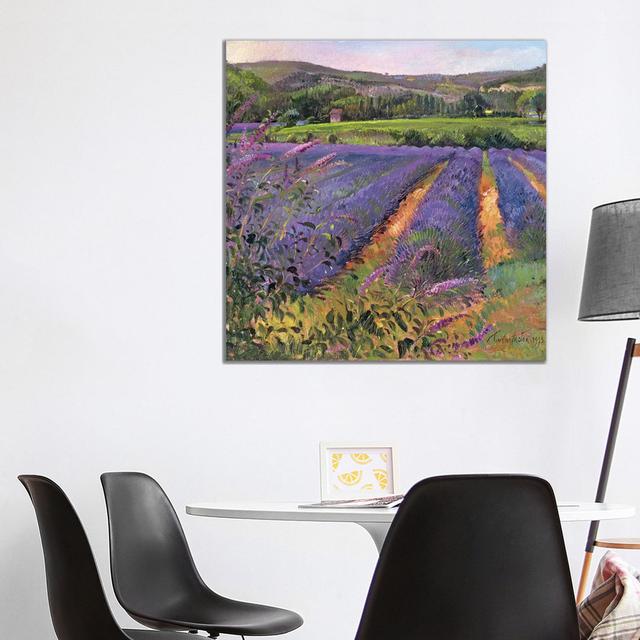 Buddleia And Lavender Field, Montclus, 1993 by Timothy Easton - Wrapped Canvas Painting Lily Manor Size: 93.98cm H x 93.98cm W x 3.81cm D on Productcaster.