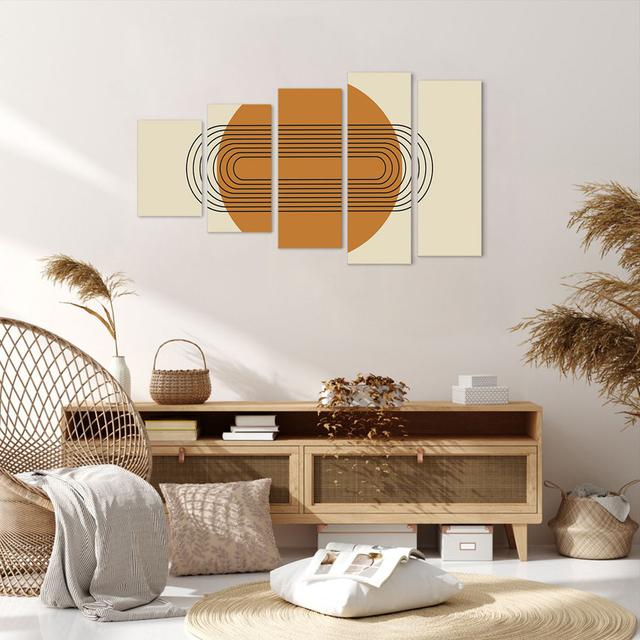 Piece Geometric Orange - 5 Piece Wrapped Canvas Graphic Art Corrigan Studio Size: 60cm H x 100cm W x 1.8cm D on Productcaster.