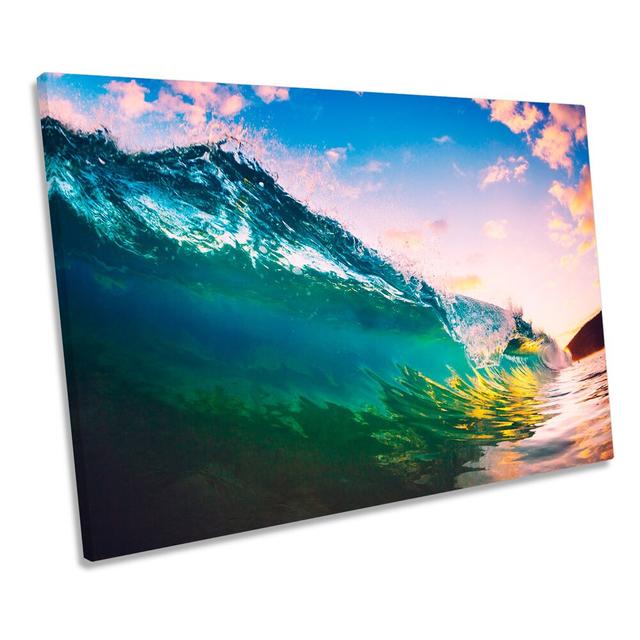 Ocean Beach Wave Sunset CANVAS WALL ART Picture Print Union Rustic Size: 30.5cm H x 45.7cm W x 2cm D on Productcaster.