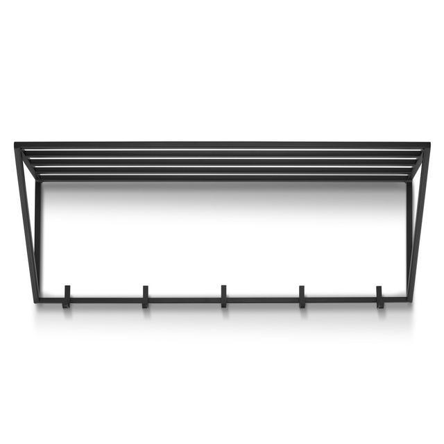 Letycia 5 - Hook Wall Mounted Coat Rack with Storage in Black Ebern Designs on Productcaster.