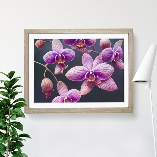 Exceptional Orchid Flowers - Picture Frame Graphic Art 17 Stories Size: 25cm H x 34cm W x 2cm D, Frame Colour: Oak on Productcaster.