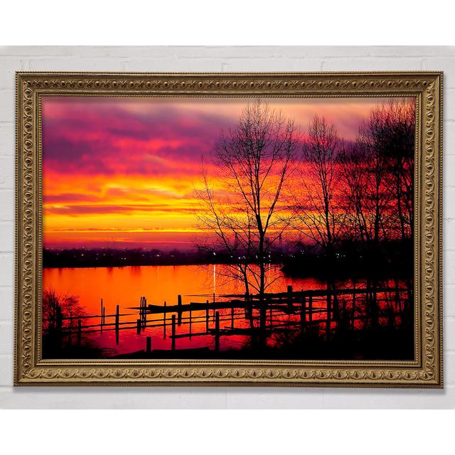 Red Lake Calm Framed Print Bright Star Size: 42cm H x 59.7cm W x 3cm D on Productcaster.