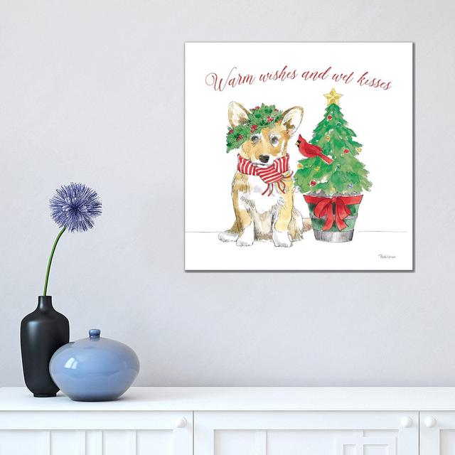 Holiday Paws V on White by Beth Grove - Wrapped Canvas Graphic Art Happy Larry Size: 45.72cm H x 45.72cm W x 3.81cm D on Productcaster.