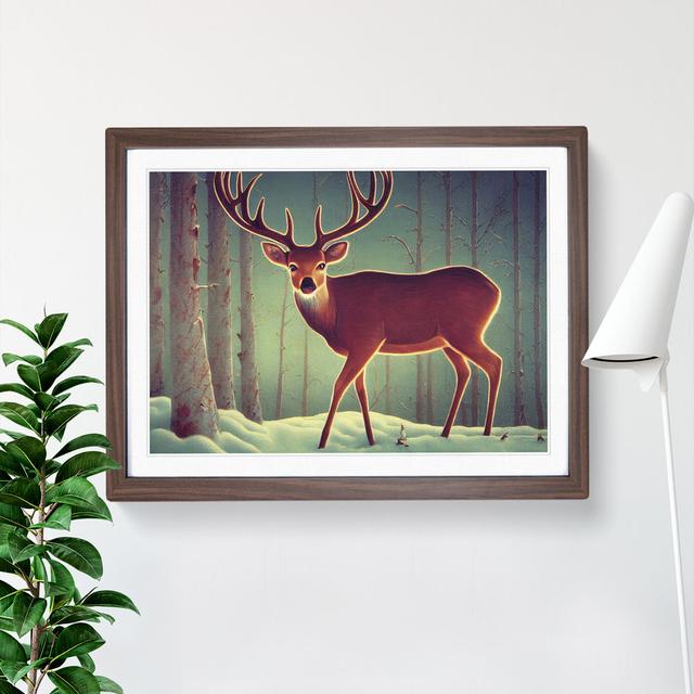 Peaceful Stag Deer - Single Picture Frame Graphic Art Alpen Home Size: 34cm H x 46cm W x 2cm D, Format: Walnut on Productcaster.