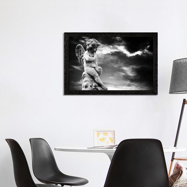 Angel Sculpture - Photograph Print on Canvas East Urban Home Size: 45.72cm H x 66.04cm W x 3.81cm D, Frame Option: Black Framed on Productcaster.