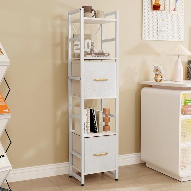 5 Tier Bookcase Highland Dunes Colour: White on Productcaster.