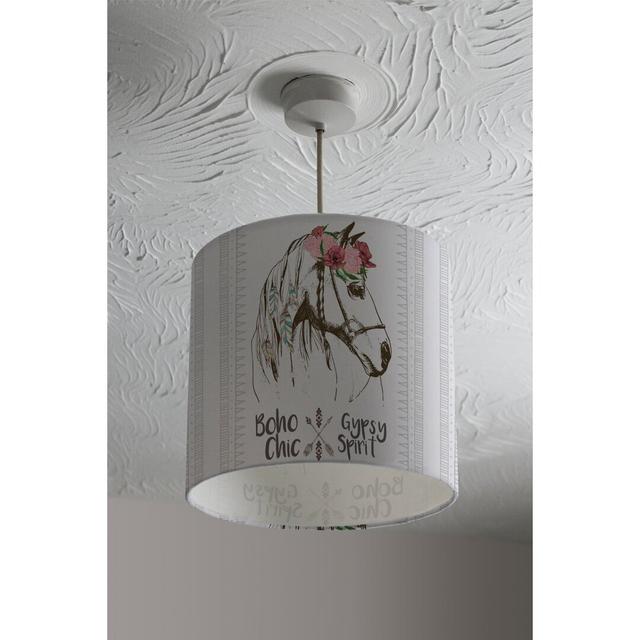 Horse with Flower Chic Cotton Drum Lamp Shade Bloomsbury Market Size: 22cm H x 25cm W x 25cm D on Productcaster.