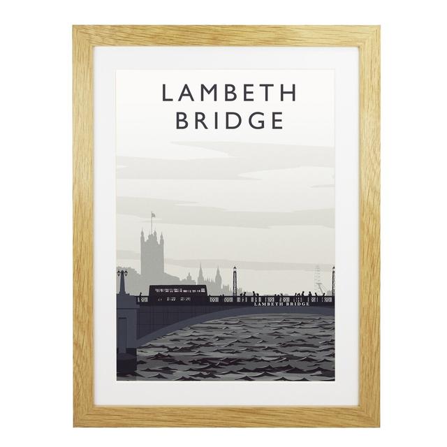 Lambeth Bridge Portrait - Graphic Art Print on Paper 17 Stories Size: 40cm H x 30cm W x 3cm D, Frame Option: Oak Framed on Productcaster.