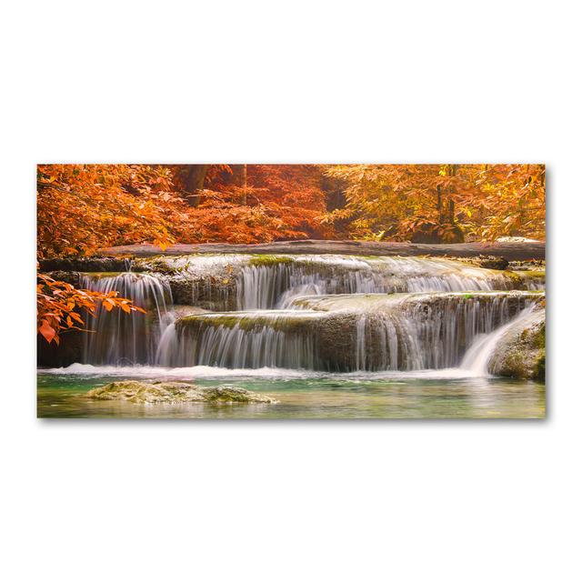 Wasserfall im Herbst - Ungerahmte Kunstdrucke auf Leinwand Union Rustic on Productcaster.