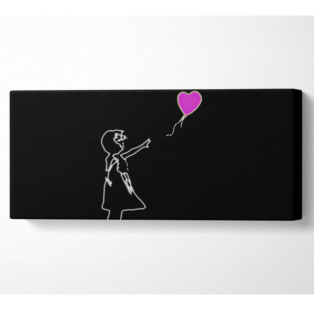 Love Balloon Black Pink - Wrapped Canvas Art Prints Rosalind Wheeler Size: 50.8cm H x 121.9cm W on Productcaster.