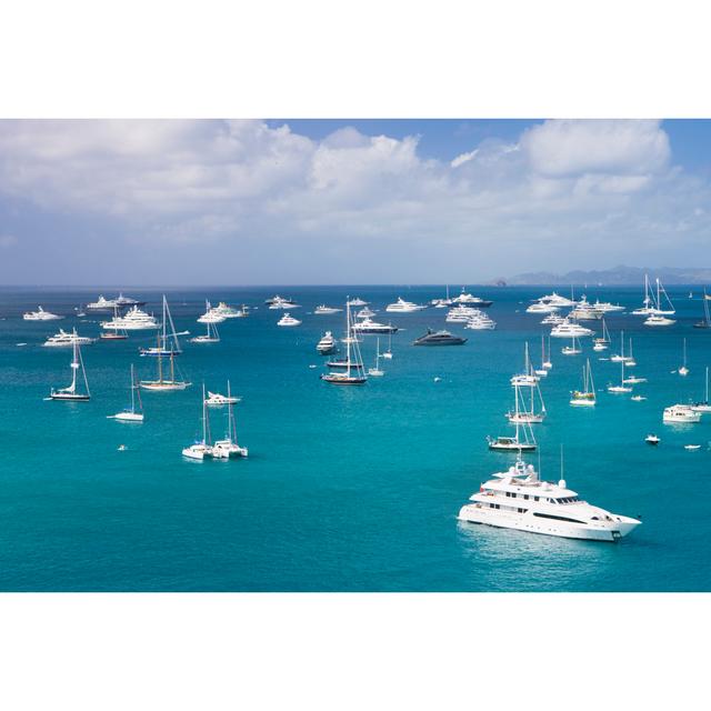 Mega Yachts And Sailboats In Gustavia Harbor - Wrapped Canvas Print Breakwater Bay Size: 20cm H x 30cm W x 3.8cm D on Productcaster.