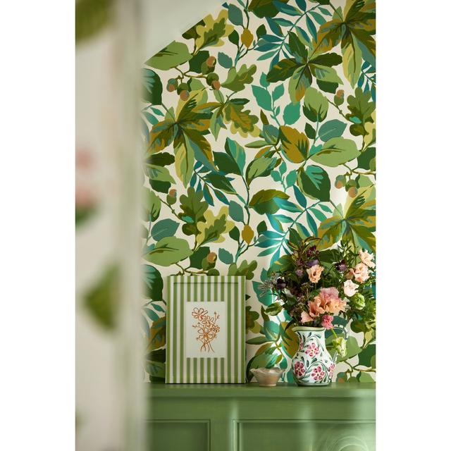 Robins Wood 10.05m x 52cm Matte Wallpaper Roll Sanderson Colour: Green on Productcaster.