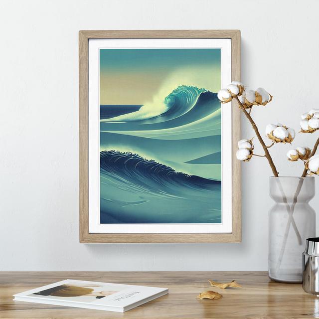 Ocean Wave No.2 House of Hampton Frame Colour: Oak, Size: 46cm H x 34cm W x 2cm D on Productcaster.