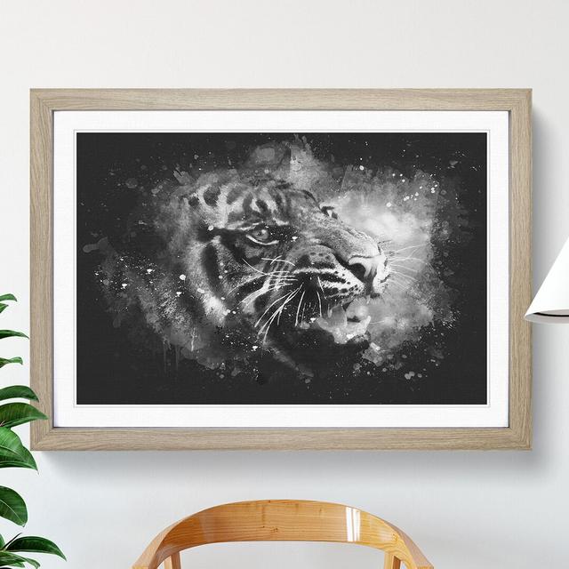 Tiger Vol.4 Paint Splash - Picture Frame Graphic Art East Urban Home Size: 65cm H x 90cm W x 2cm D, Frame Option: Oak on Productcaster.