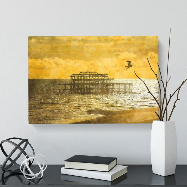 Brighton West Pier At Sunset - Wrapped Canvas Print East Urban Home Size: 40cm H x 60cm W x 3cm D on Productcaster.