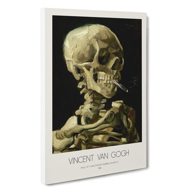 Skull of a Skeleton with Cigarette with Border by Vincent Van Gogh - Wrapped Canvas Painting East Urban Home Size: 76cm H x 50cm W x 3cm D on Productcaster.