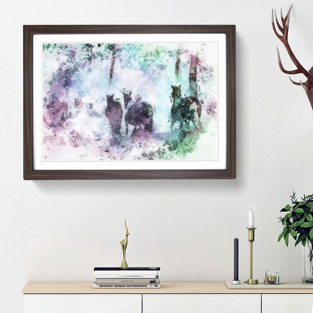 Horses in a Colourful Forest in Abstract - Picture Frame Painting Print on MDF East Urban Home Size: 62cm H x 87cm W x 2cm D, Frame Option: Walnut Fra on Productcaster.