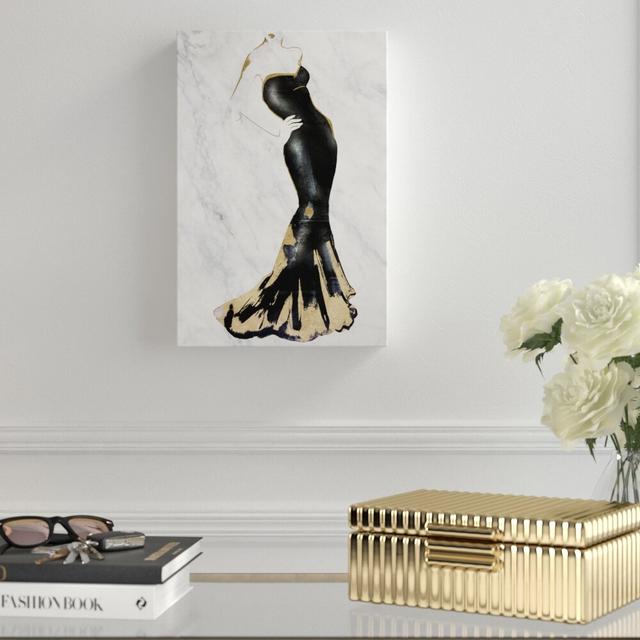 Black Dress Gold and Marble II - Wrapped Canvas Typography Print East Urban Home Size: 36" H x 24" W x 1.5" D on Productcaster.