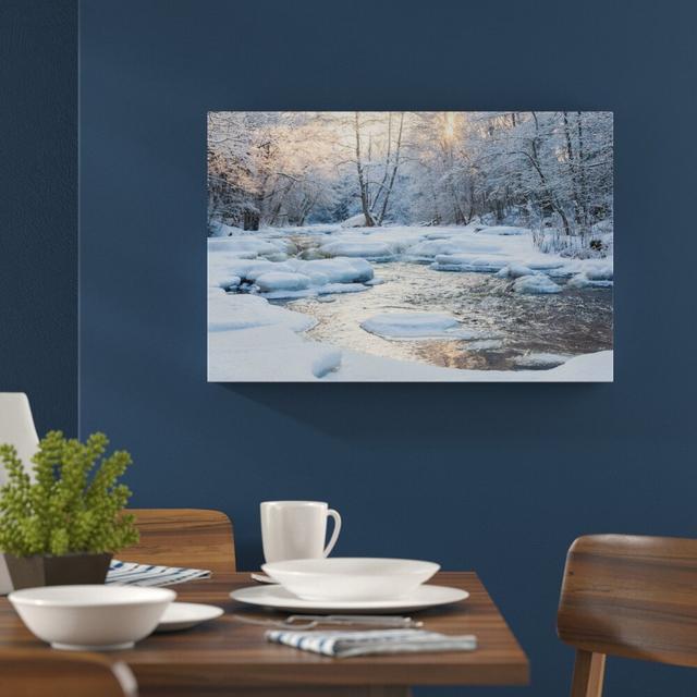 Leinwandbild „Bach in Winterlandschaft“, Fotodruck East Urban Home Größe: 40 cm H x 60 cm B on Productcaster.