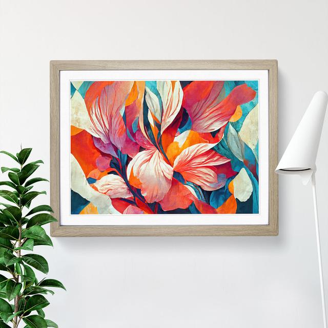 Floral Abstract Vol.3 - Picture Frame Graphic Art Marlow Home Co. Size: 46cm H x 64cm W x 2cm D, Frame Colour: Oak on Productcaster.