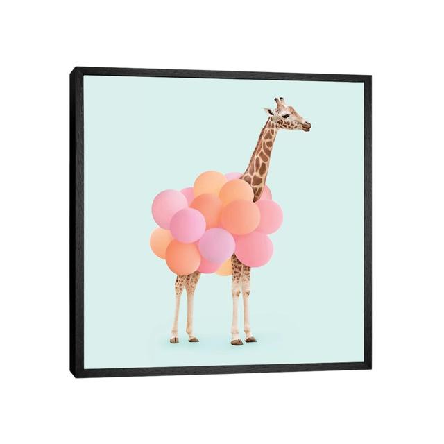 Party Giraffe by Paul Fuentes - Graphic Art Print on Canvas Happy Larry Size: 45.72cm H x 45.72cm W x 3.81cm D, Frame Option: Black Framed on Productcaster.