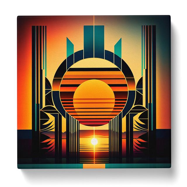 Art Deco Sunset Geometric No.1 - Print Marlow Home Co. Size: 50cm H x 50cm W x 3cm D on Productcaster.