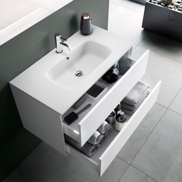 Canvar 81cm Wall Mounted Single Bathroom Vanity with Drop In Ceramic Basin Ivy Bronx Vanity Unit Colour: Ash Oak on Productcaster.